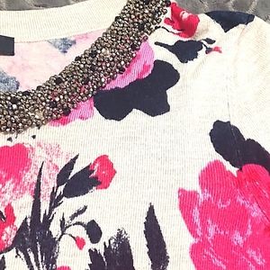 🌷INC Women's size S Short sleeve Knit Top w/ Beaded collar